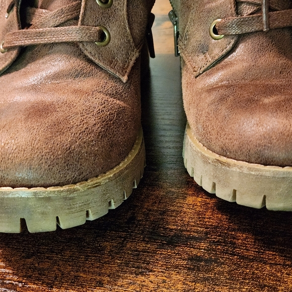 Carlos Santana Brown Lace up Moto Combat Boots Women's 7M - Picture 6 of 11